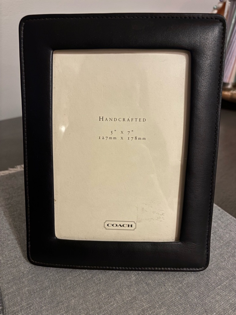 Coach 5x7” Black Leather Picture Frame